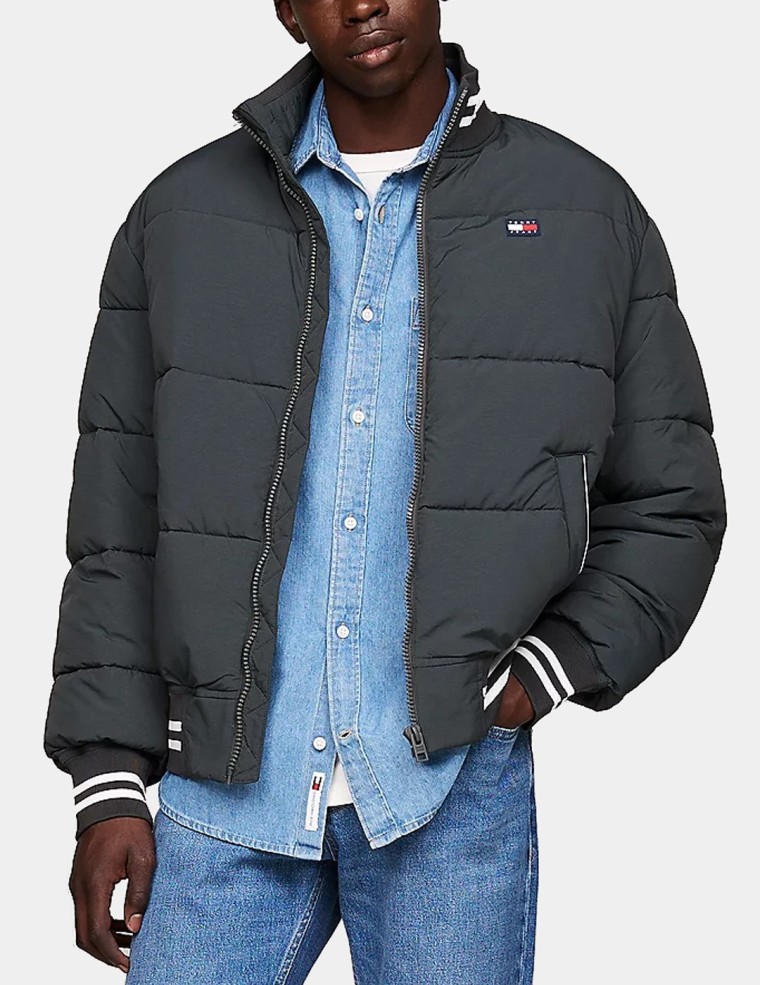 Cazadora TOMMY JEANS varsity relè puffer giacca nuovo carbone